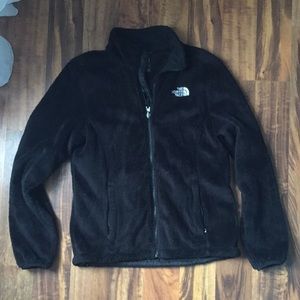 Black Fur North Face Fleece Jacket, Size S